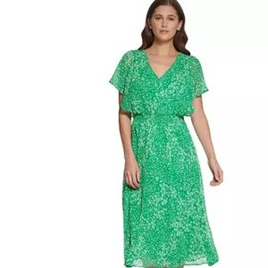DKNY Smocked Flutter-Sleeve Dress